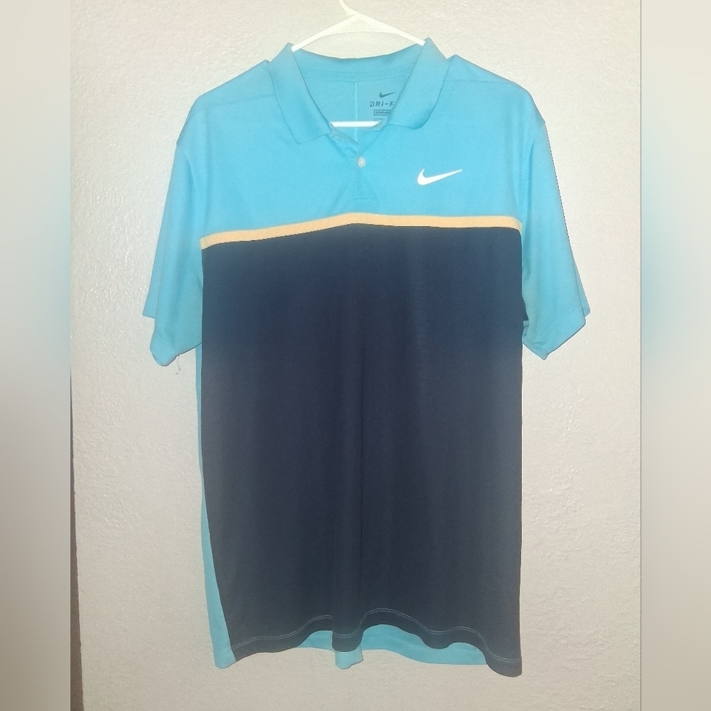 Nike Dri-Fit Standard Fit Golf Shirt Blue Navy L